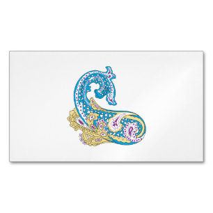 Dot, Sherpa Blue, Golden Sand Design Business Card Magnet