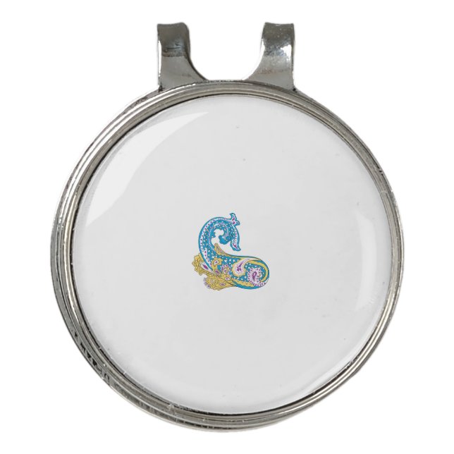 Dot, Sherpa Blue, Golden Sand Design Golf Hat Clip (Front)