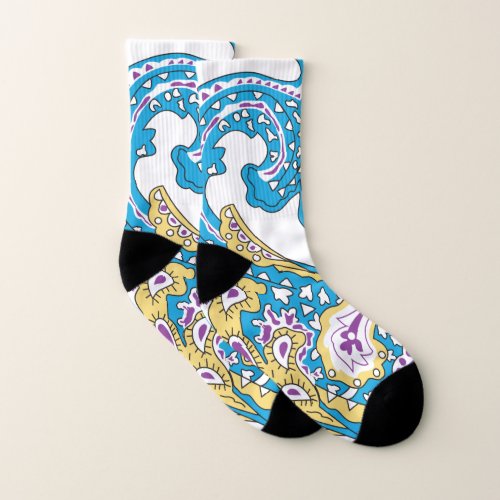 Dot Sherpa Blue Golden Sand Design Socks