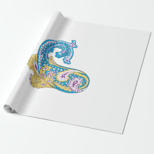 Dot, Sherpa Blue, Golden Sand Design Wrapping Paper