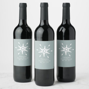 Dot Snowflake Christmas Winter Wine Label