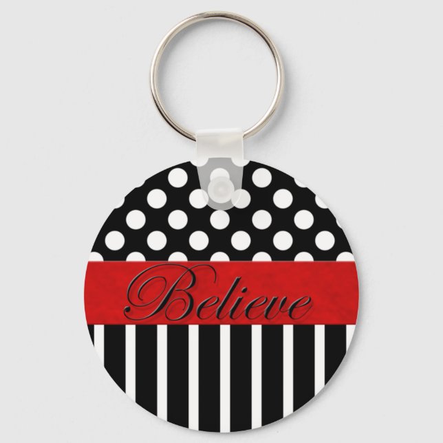 Dot & Strip Believe Keychain (Front)