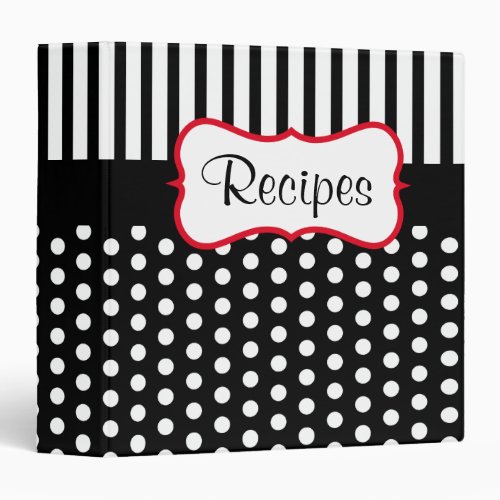 Dot Stripes Recipe Organizer Cookbook Gift Binder