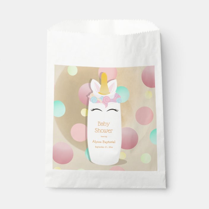 Dot Unicorn Baby Bottle Baby Shower Favor Bag Zazzle Com