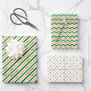 Dot Waves Striped St. Patrick’s Day Wrapping Paper Sheets