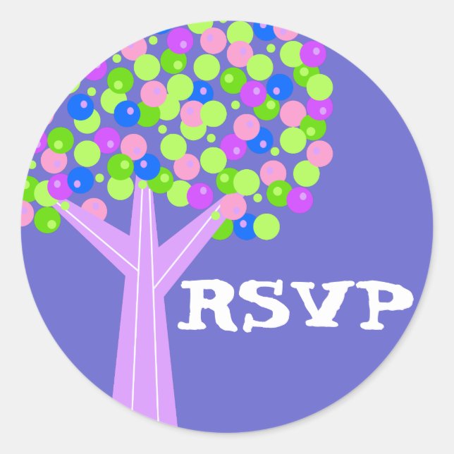 Dotberry Tree RSVP Classic Round Sticker (Front)