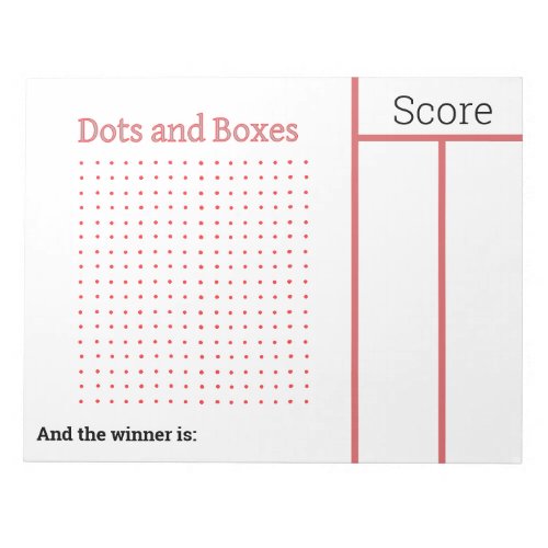 Dots and Boxes Pencil Game Score Pad