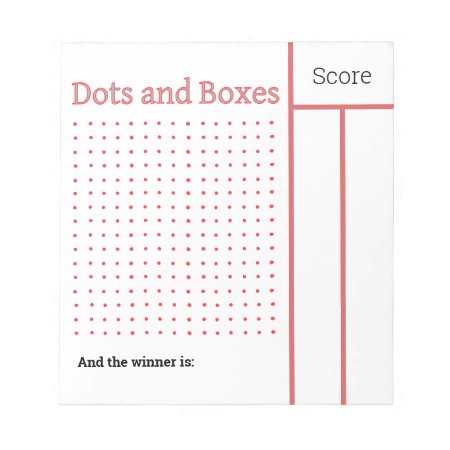 Dots And Boxes, Pencil Game Travel Size Notepad