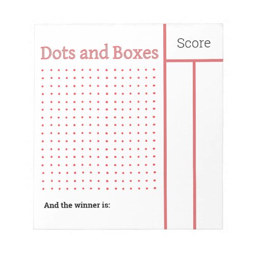 Dots and Boxes Pencil Game Travel Size Notepad