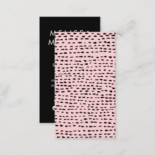 Dots and Dashes Inky Black Pink Modern Chic  Business Card