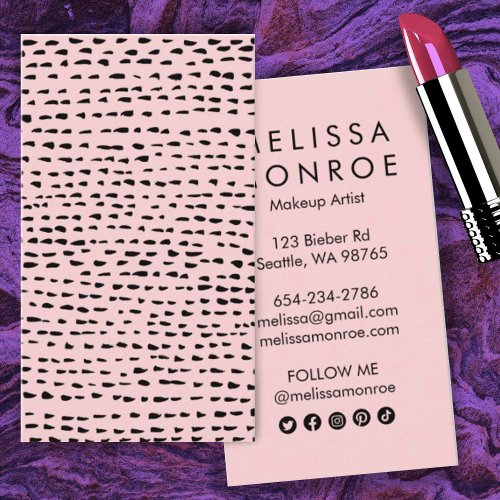 Dots and Dashes Inky Black Pink Modern Chic   Business Card