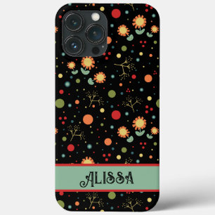 Dots and Flower Sprigs Inspirivity Retro Modern iPhone 13 Pro Max Case