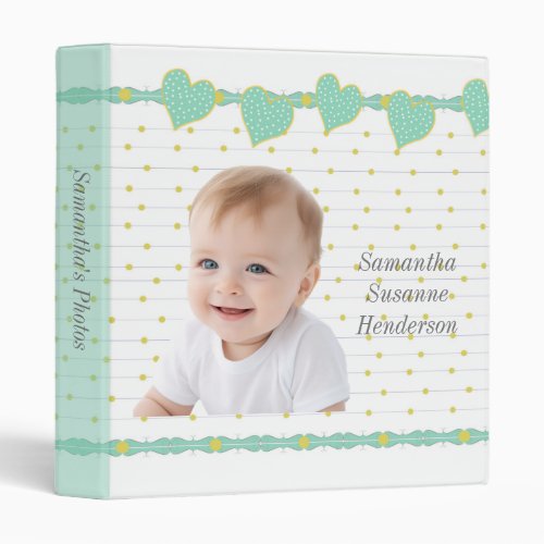 Dots And Hearts Baby Photo Album 3 Ring Binder