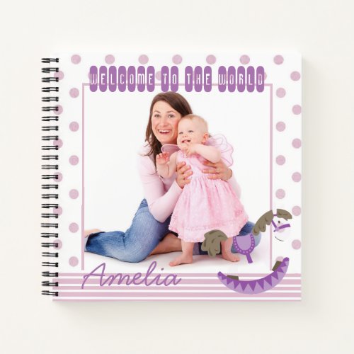 Dots and Rocking Horse Custom Photo Baby Journal