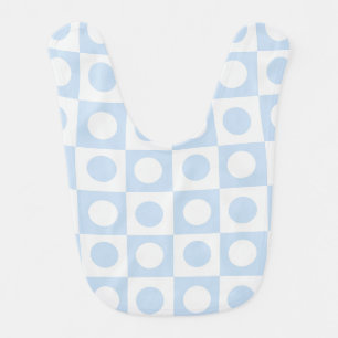 Dots and Squares Pastel Blue Checked Baby Bib