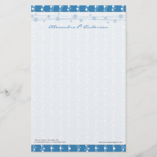 Dots and Straw Palace Blue Customized Stationery