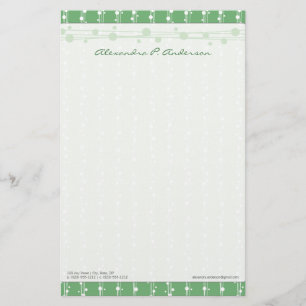 Dots and Straw Vibrant Green Customized Stationery