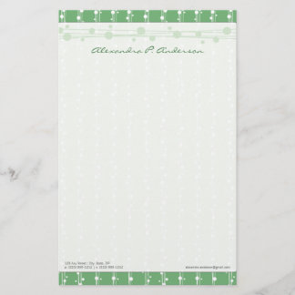 Dots and Straw Vibrant Green Customized Stationery