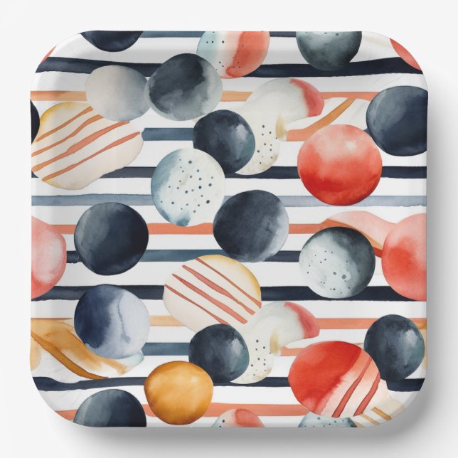 Dots and Stripes 3 Paper Plates (Front)