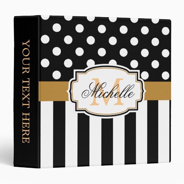 Dots and Stripes 3 Ring Binder (Front/Spine)