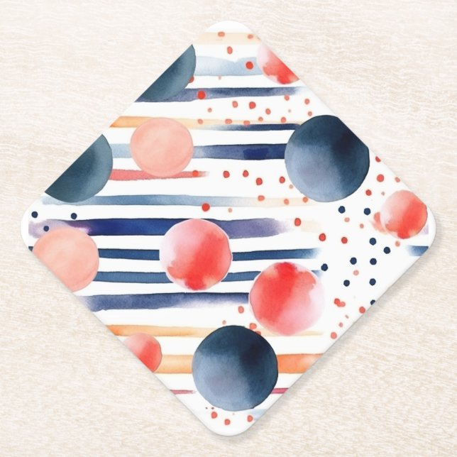 Dots and Stripes 5 Paper Coaster (Front)