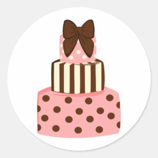 Dots and Stripes Cake Classic Round Sticker