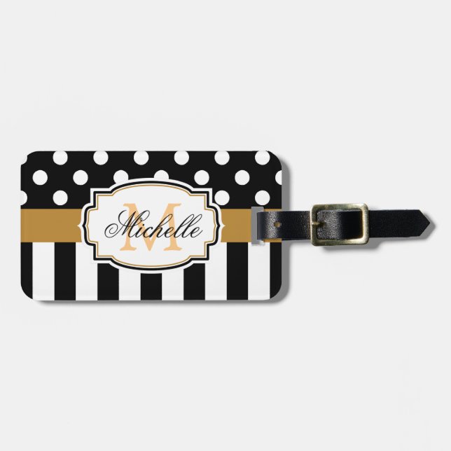 Dots and Stripes Luggage Tag (Front Horizontal)
