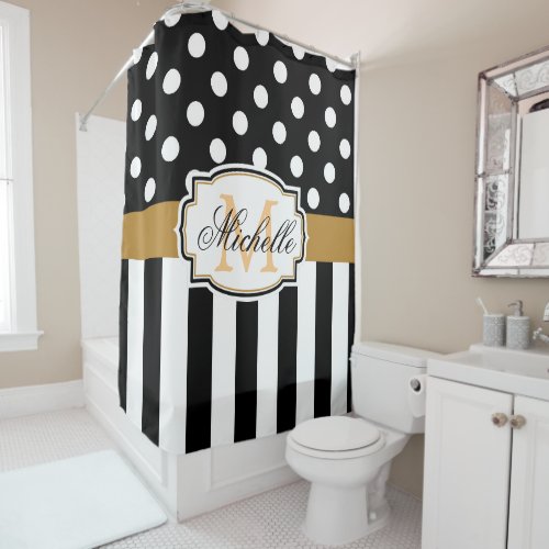 Dots and Stripes Shower Curtain