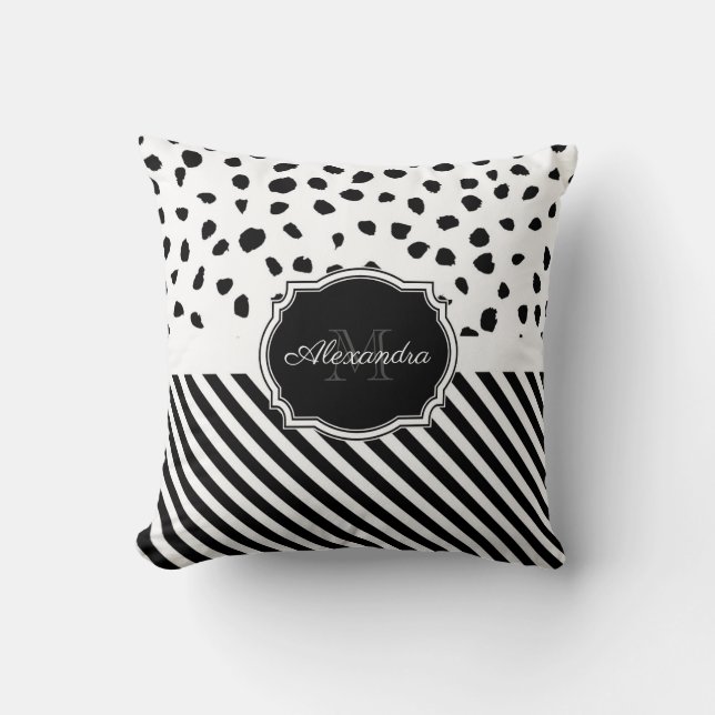 Dots and Stripes Throw Pillow (Front)