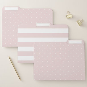 Dots and Stripes Trendy Blush Pink and White File Folder
