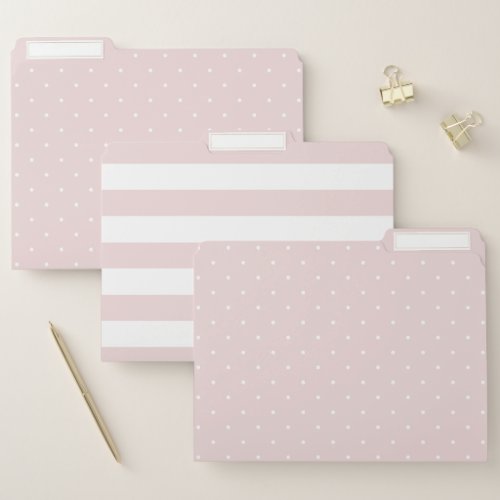 Dots and Stripes  Trendy Blush Pink and White File Folder
