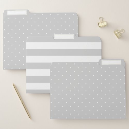 Dots and Stripes  Trendy Gray and White File Folder