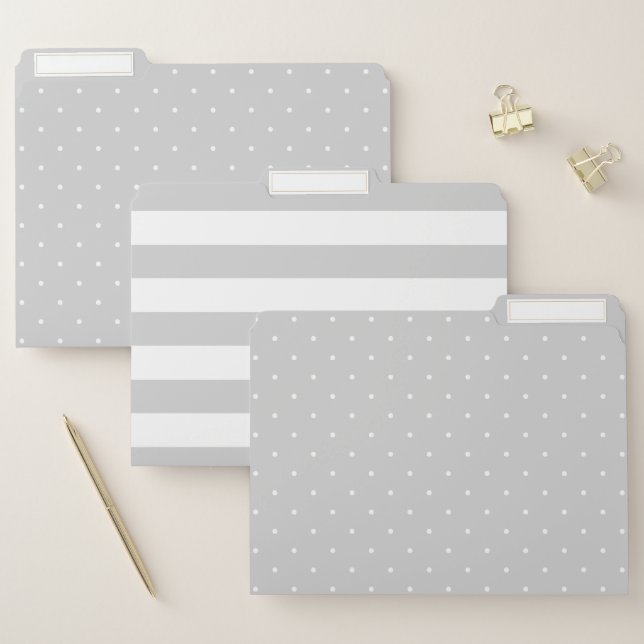 Dots and Stripes | Trendy Gray and White File Folder (Set)