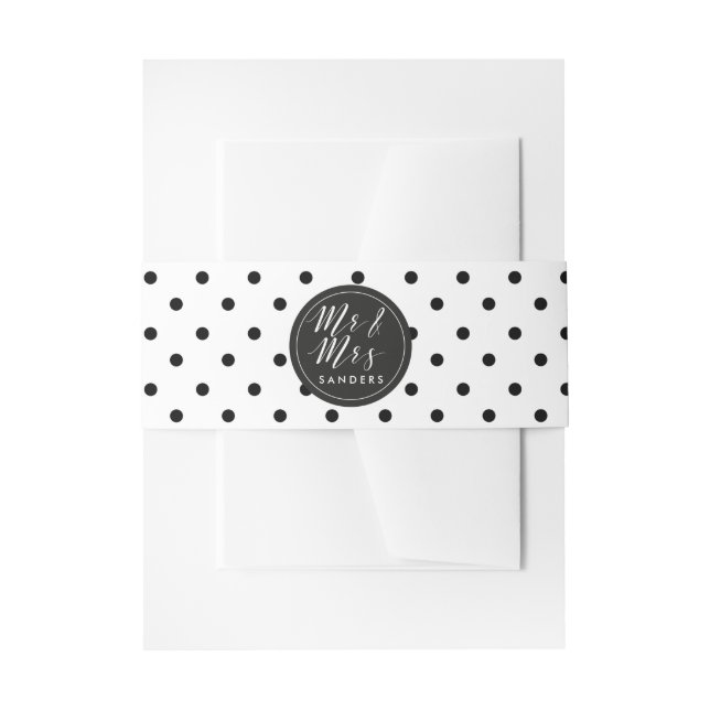Dots black and white custom belly bend invitation band (Front Example)