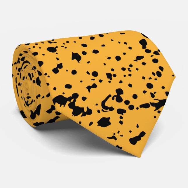 Dots Black and Yellow Abstract Pattern Neck Tie (Rolled)