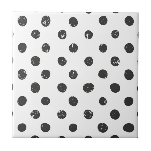 Dots Black White Pattern Cute Modern Simple Ceramic Tile (Front)