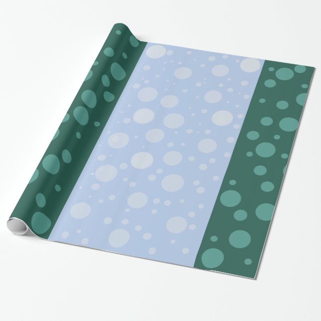 Dots Blue Green Glossy Wrapping Paper (Unrolled)