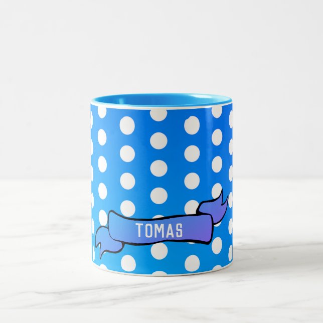 Dots Blue Personalized Ringer Combo Mug (Center)