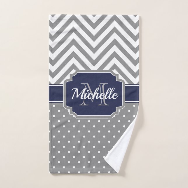 Dots & Chevrons Pattern Bath Towel Set (Hand Towel)