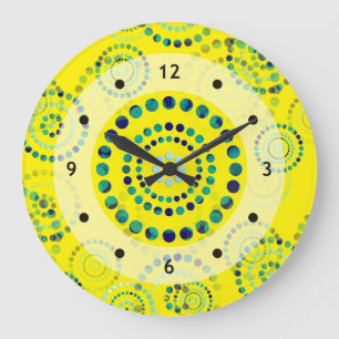 Dots Circle Power Flowers II + your backgr. & idea Large Clock