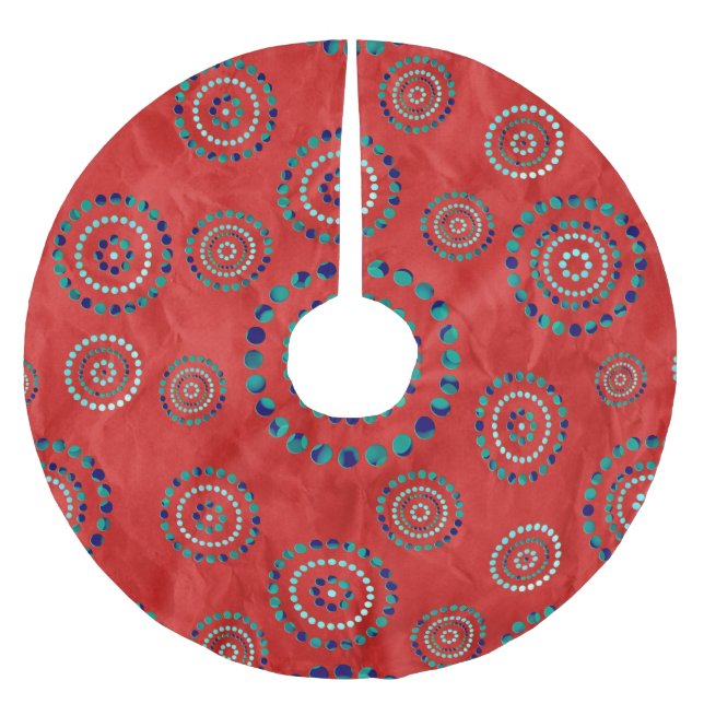 Dots Circle Power Flowers + your backgr. & ideas Brushed Polyester Tree Skirt (Front)