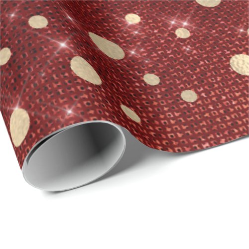 Dots Confetti Honey Burgundy Red Gold Spark Wrapping Paper