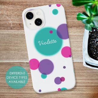 Dots Cute fun pattern Purple pink teal colors Name