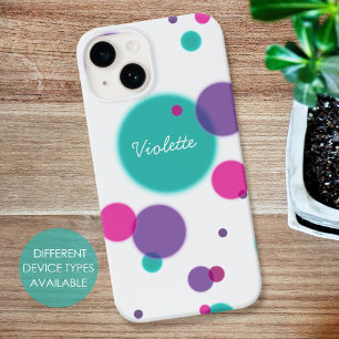 Dots Cute fun pattern Purple pink teal colors Name Case-Mate iPhone 14 Case