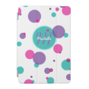 Dots Cute Fun Pattern Purple Pink Teal Colors Name iPad Mini Cover