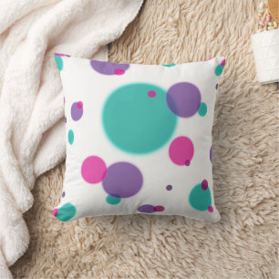 Dots Cute fun pattern Purple pink teal colors Throw Pillow
