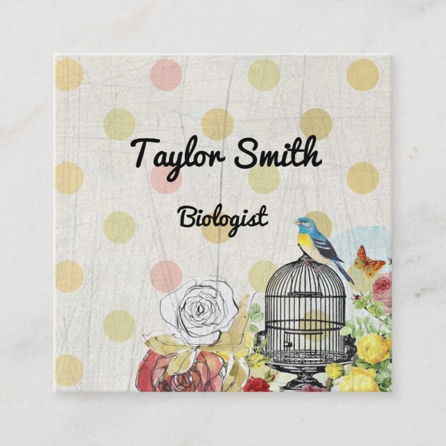 dots geometric vintage bird modern business card (Front)
