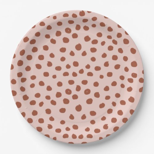 Dots in Peach and Brown Dalmatian Spots Paper Plates