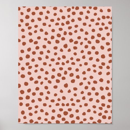 Dots in Peach and Brown Dalmatian Spots Poster