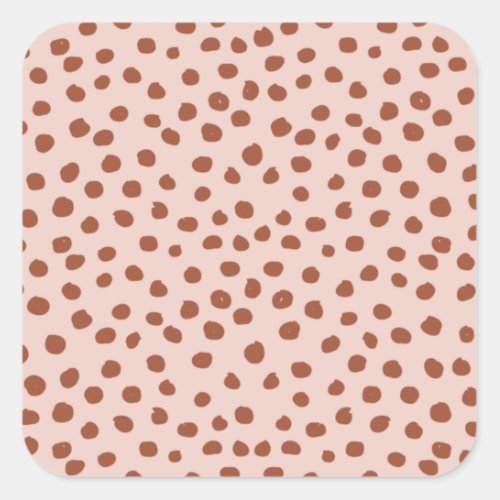 Dots in Peach and Brown Dalmatian Spots Square Sticker